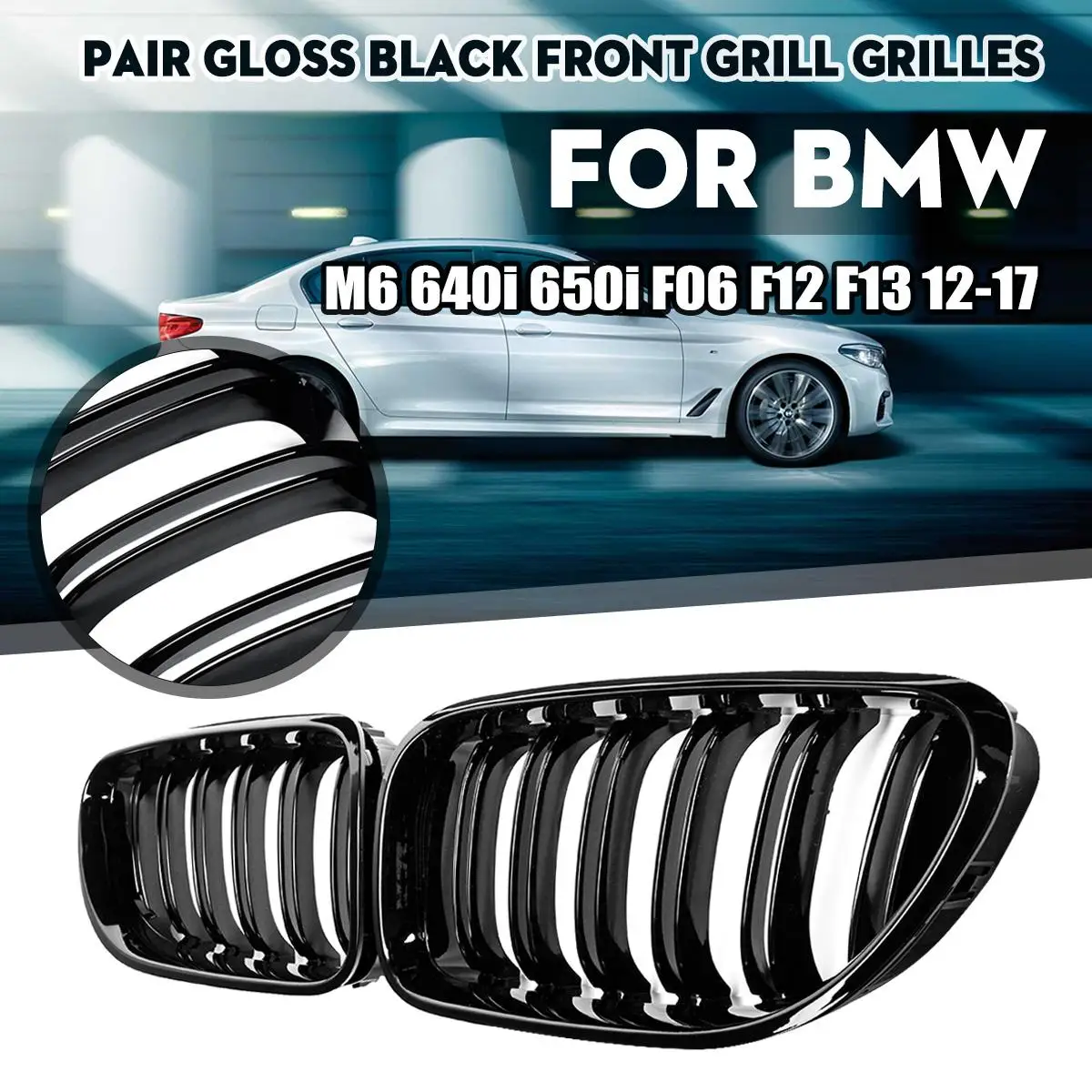 2 пары-планка ABS черный глянец почек гоночный автомобиль решетка для BMW M6 640i 650i F06 F12