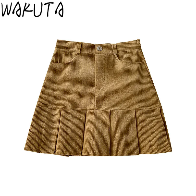 Винтажная модная Вельветовая Женская юбка WAKUTA осень-зима 2021 Сексуальная