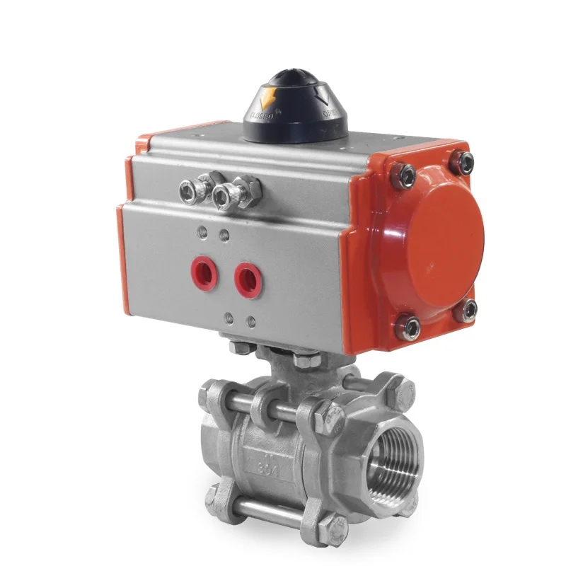 

G 1/4" 3/8" 1/2" 3/4" 1" Three piece High Platform Pneumatic Ball Valve Stainless steel 304 Q611F-16P double acting cylinder