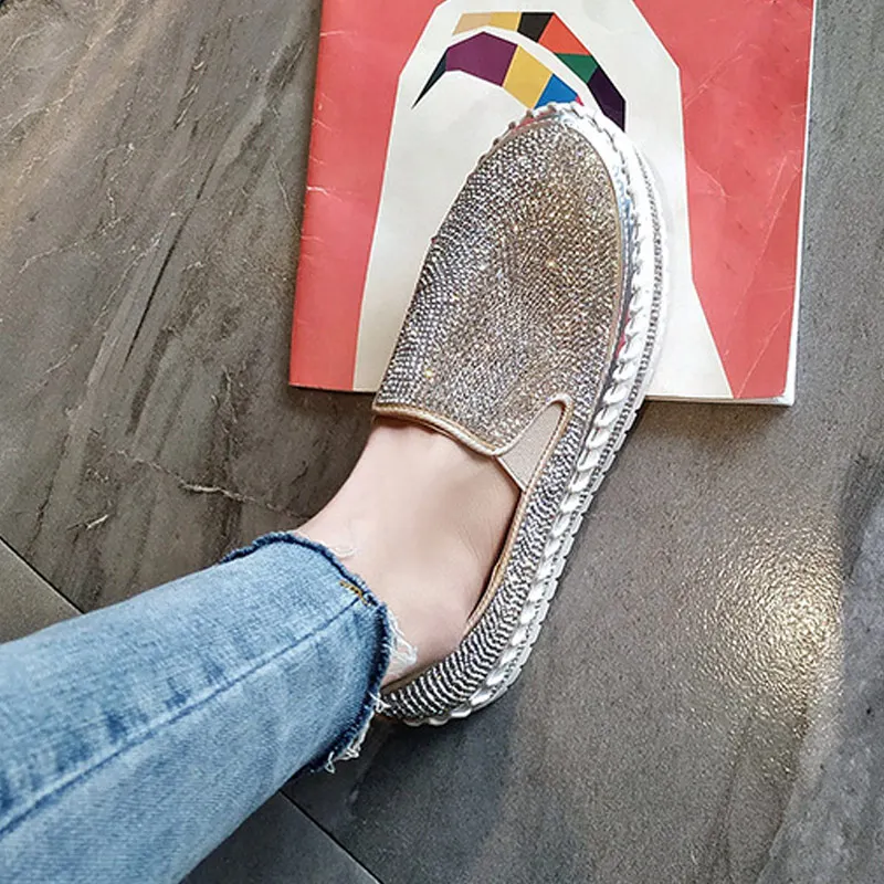 Новинка роскошные женские лоферы сезон весна-осень модные блестящие кроссовки