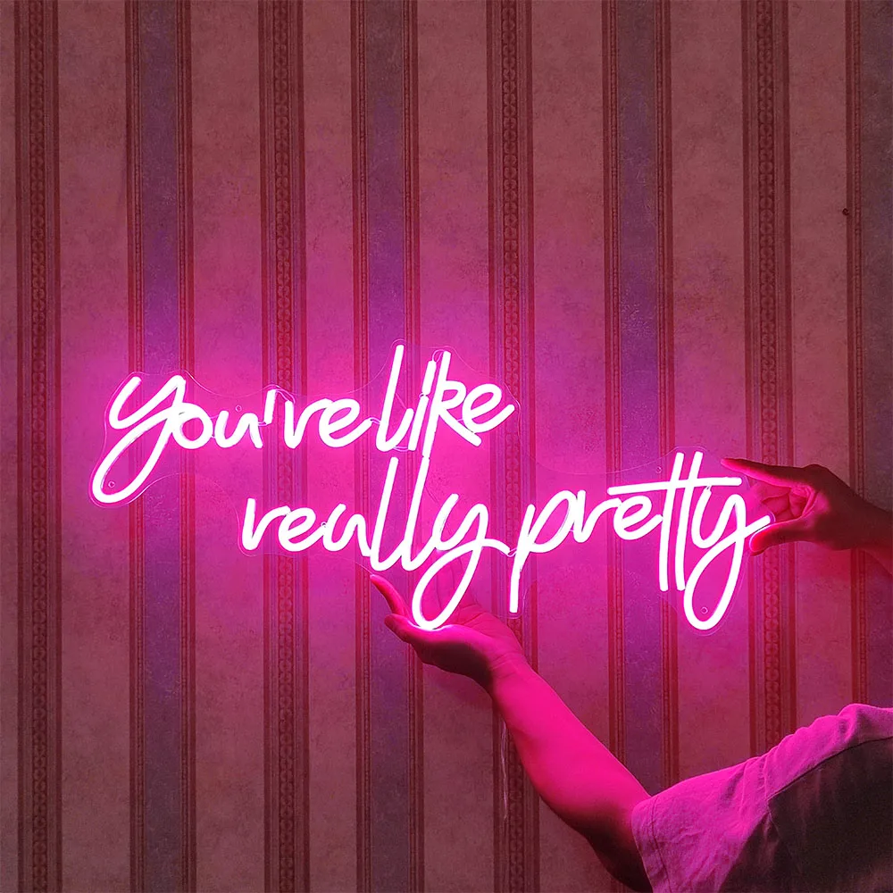 Неоновая вывессветильник Ты как действительно красивая на заказ Настенный декор