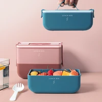 double layer bento box for kids portable japanese style lunch box leak proof food container storage box microwave dinnerware