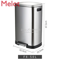 50l home stainless steel battery flip style large capacity trash can kitchen and bathroom trash can for factory office hotel