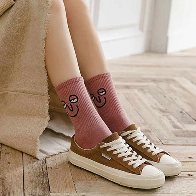 Корея Funky Harajuku тренд женские красочные забавные носки девушка kawaii Носки Унисекс сюрприз средней длины женские носки