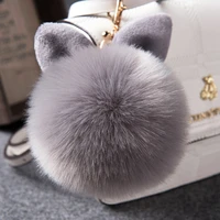 2020 fur pompom key chain fake rabbit fur ball keychains porte clef pom pom fluffy bag charms bunny pendants keychain keyring