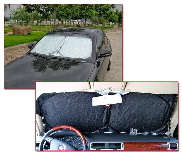 160 × 86 см серебряная ткань солнцезащитный козырек с ушками автомобиля Снежный
