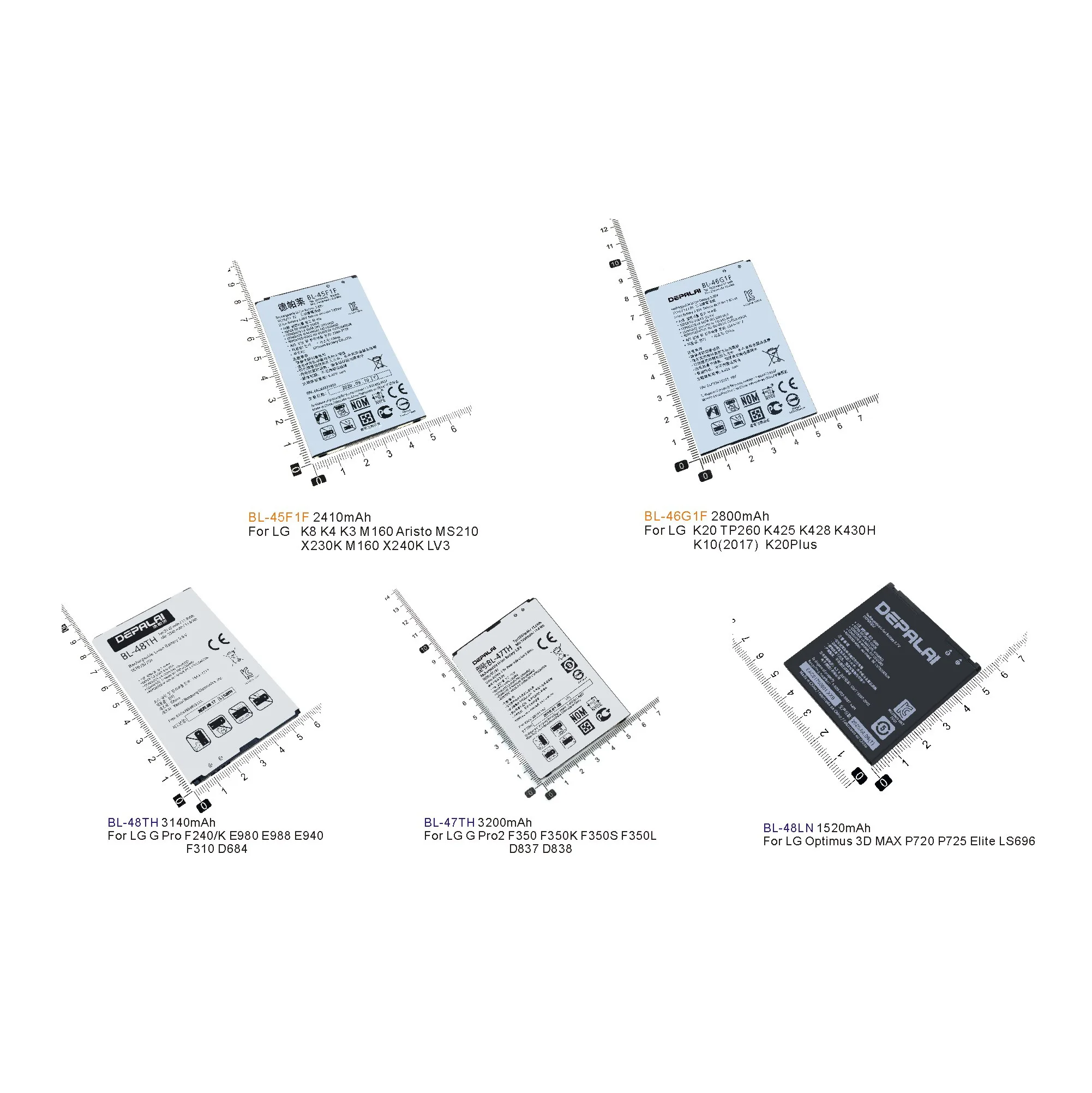 Optimus K20 TP260 F240 E980 K8 K4 K3 M160 MAX P720 P725 battery For LG G Pro2 F350 BL-46G1F BL-45F1F BL-48LN BL-47TH BL-48TH