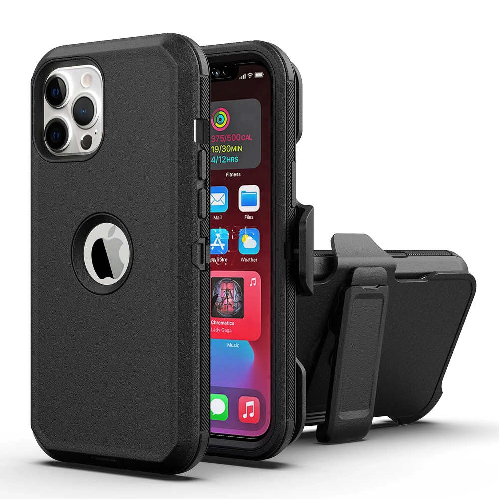 

Sturdy Heavy Duty Phone Case For iPhone 12 11 Pro 7 8 Plus X XR XS Max Mini Shockproof Drop Protection Cover W/ Clip Holster