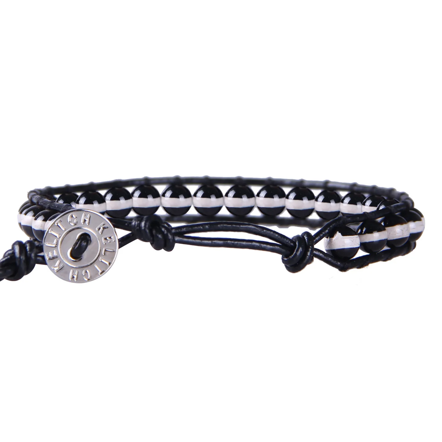 

KELITCH 6MM Beads Bracelets Strand Wrap Leather Rope Cord Bangles Cuff Adjustable Jewelry Bracelets in Bulk Paired Things