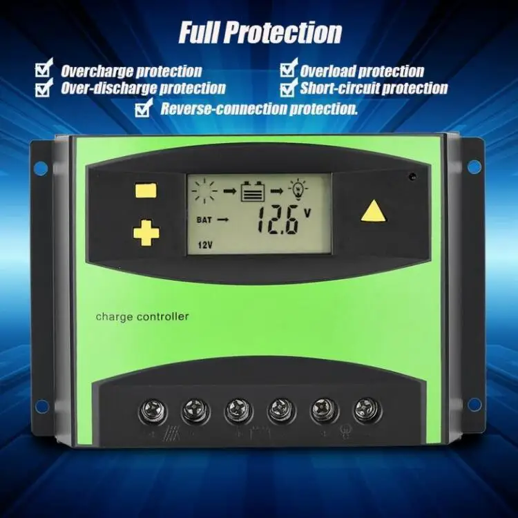 50A 60A PWM регулятором солнечного заряда контроллер 12V 24V Авто 48V Батарея Панели солнечные контроллер Системы регуляторы ЖК-дисплей Дисплей