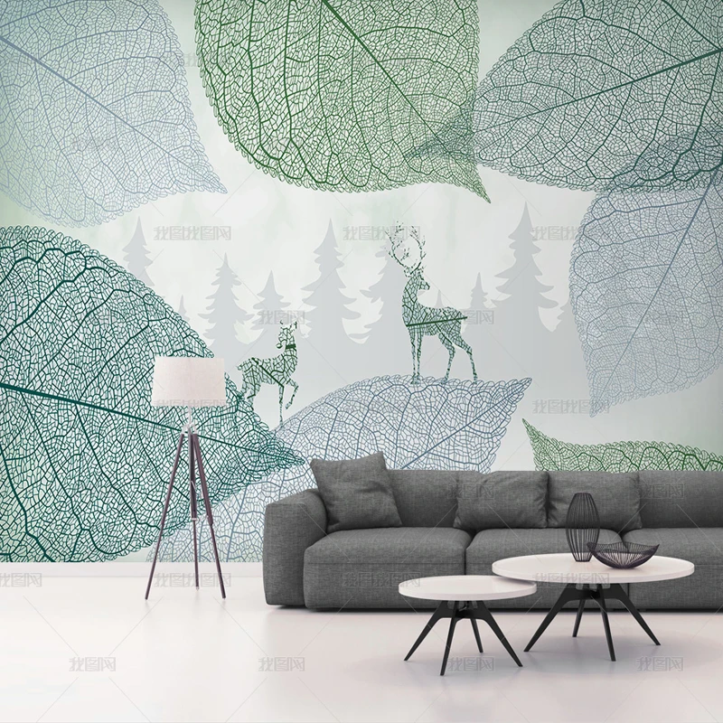 Jointless Hand Drawing Article Tree Leaves Custom Mural Wallpaper Living Room Bedroom TV Background Home Decor Silk Cloth | Обустройство