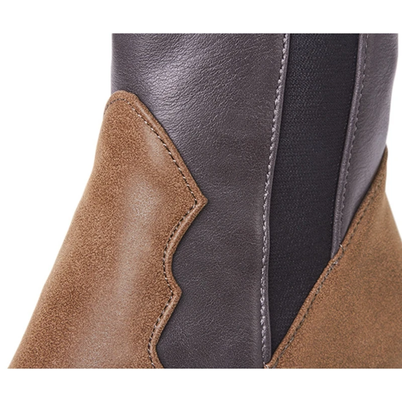 

Women's Boots Fall winter Thick Soled High Heels Plus Velvet PU Martin Boots Warm Thick Section Pointed Toe Faux Leather Booties