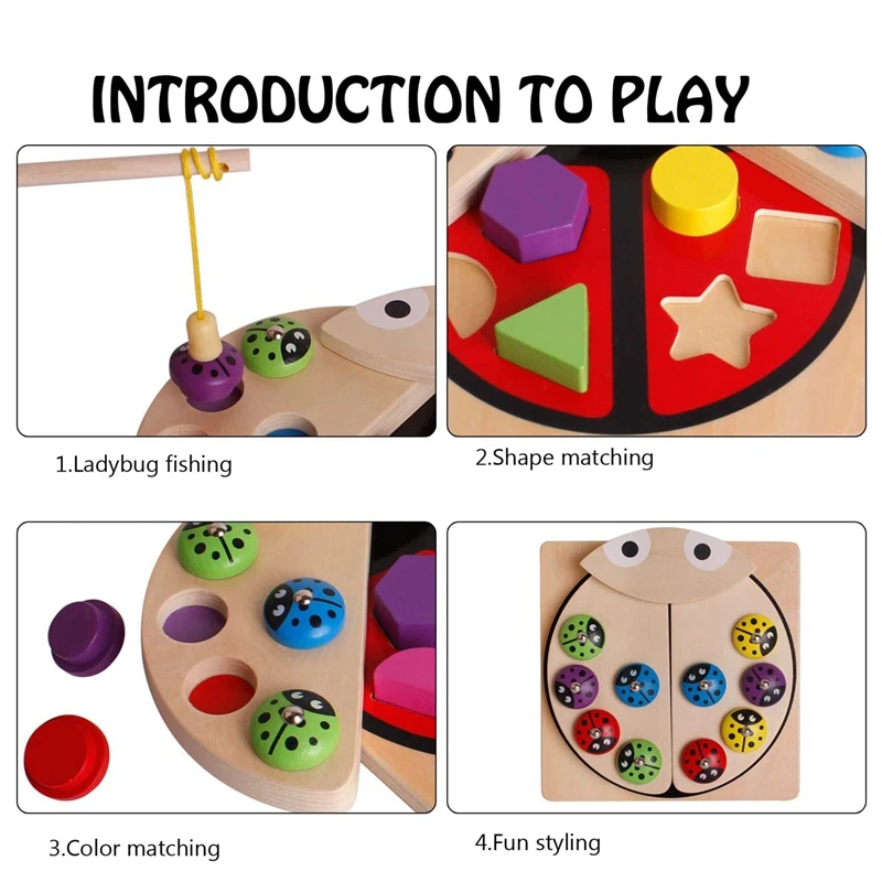 

Wooden Magnetic Fishing Game for Kids Insect Catching Toy Memory Exercise Toy 3 4 5 Years Old Girl Boy Education Toy