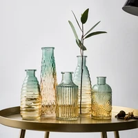 simple nordic retro vase table glass transparent design luxury flower vase desk office bedroom jarrones home decoration df50hp