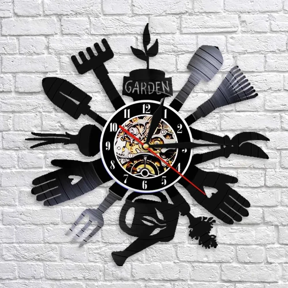 

Настенные часы для сада, виниловые декоративные 3d-часы в современном дизайне, для посадки растений