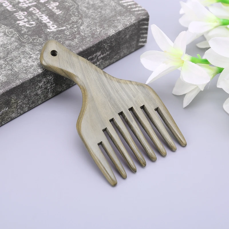

Wooden Wide Tooth Comb Green Sandalwood Massage Styling Hair Care Birthday Gift