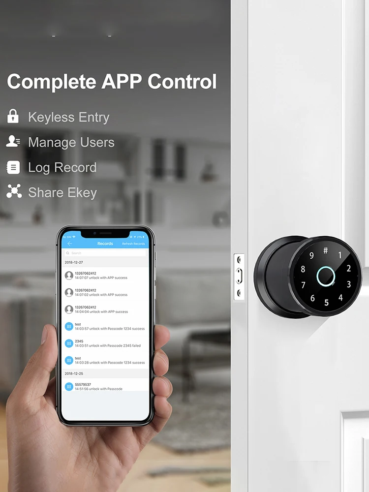 

Smart Fingerprint Lock Family Biometric Control Fingerprint Lock Ttlock Control App Supports Five Opening Methods
