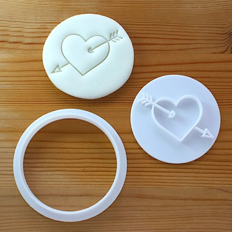 Valentine's Day Wedding Cupid Heart Embosser Fondant Stamp Cookie Cutter Set Mold Custom