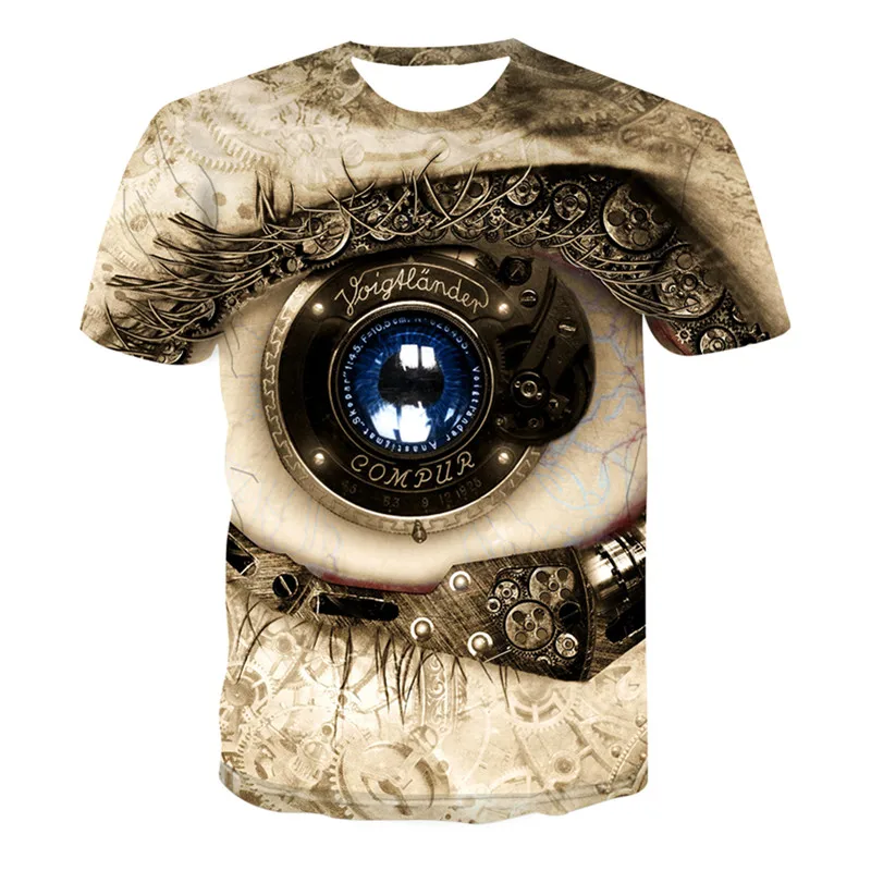 

Men's T-shirt Hip Hop Oversized T-shirts Short-sleeve Round Neck Print 3d Pattern Quick-drying 3d Eye Men's Clothing Sk8 Summer