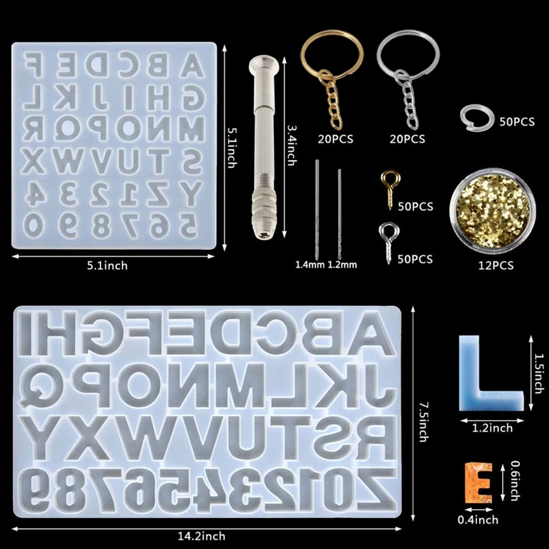 

255PCS DIY Alphabet Resin Molds Reversed Letter Number Silicone Resin Molds Epoxy Resin Casting Molds Backward Keychain Resin