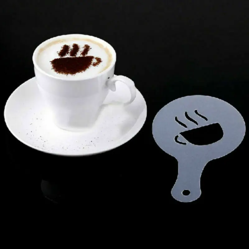 

Approx. 85*132mm / 3.35" * 5.19" PP plastics fashion Cappuccino Coffee Barista Stencils Template Strew Pad Duster Spray 16 PC