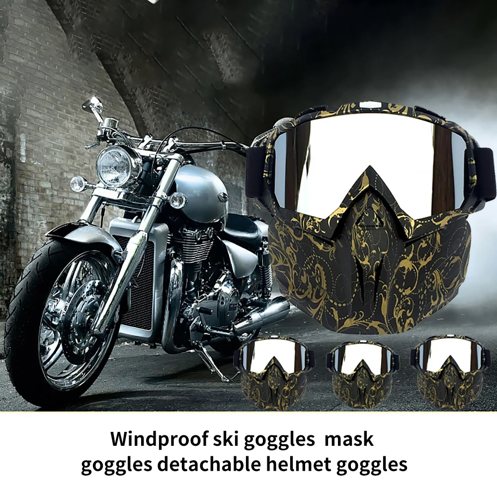 

Ski Goggles UV400 Protection Skiing Eyewear With Removable Mask Anti-Fog Big Ski Mask Glasses Windproof Motor Snowboard Glasses