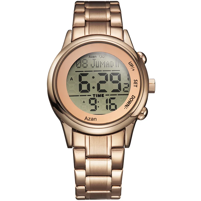 Muslim Azan Watch Prayer Qibla Compass Wrist Hijri Calendar Silver High Elegant Waterproof Best Gift | Наручные часы