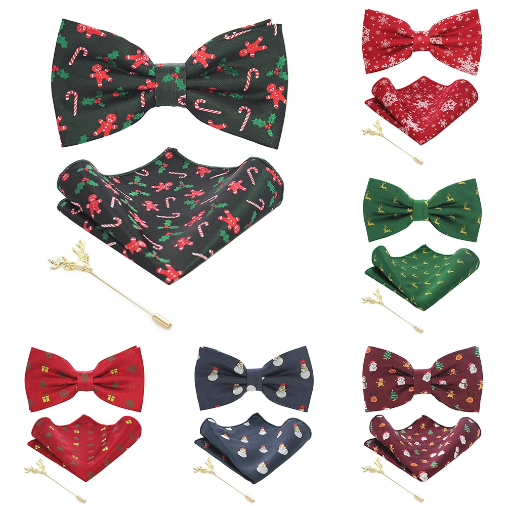 Рождественские галстуки бабочки jemygies для мужчин карманный квадратный платок с