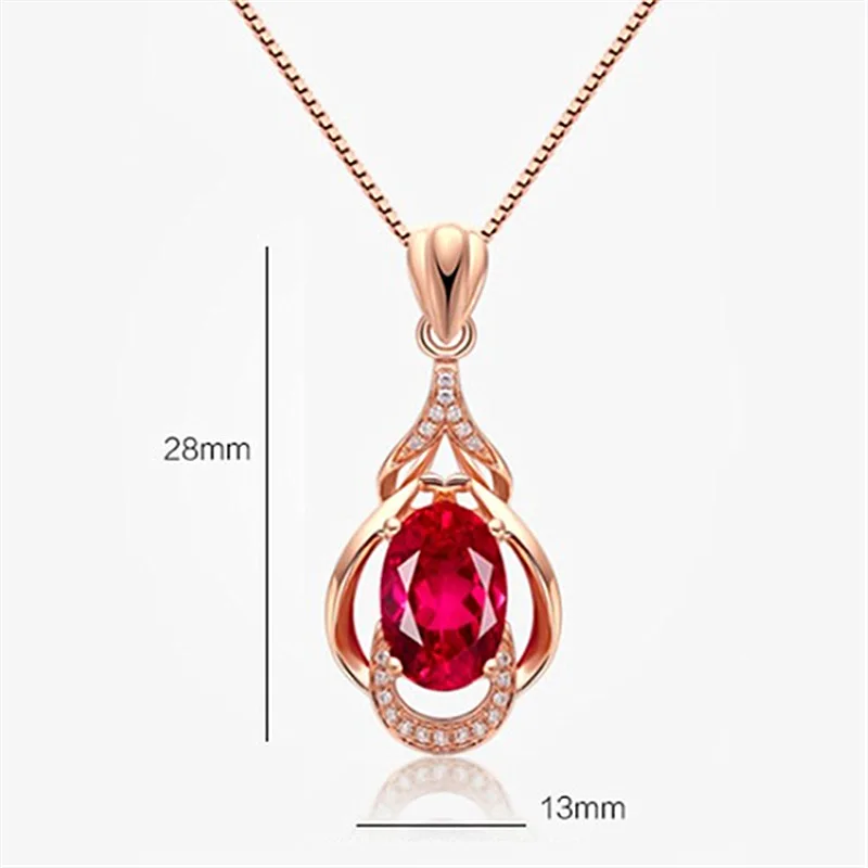 

Fashion Luxury Rose Gold Color Red Crystal Necklace Chokers Pendant Chain Jewelry Wholesale for Women Girls Dropshipping Jewelry