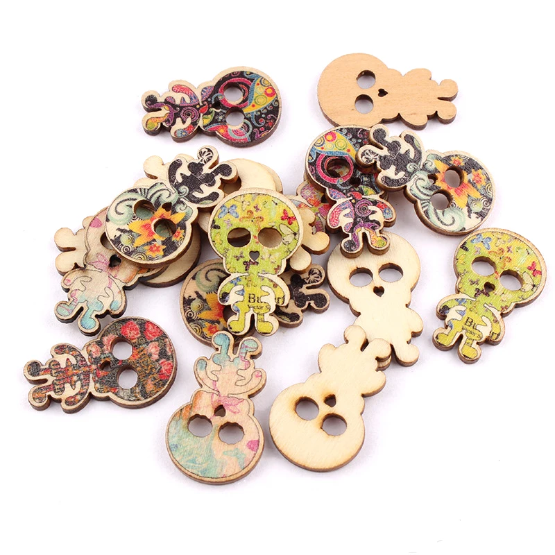 10 шт. Скелет 2 отверстия деревянные пуговицы Scrapbooking ремесла DIY Дети милые