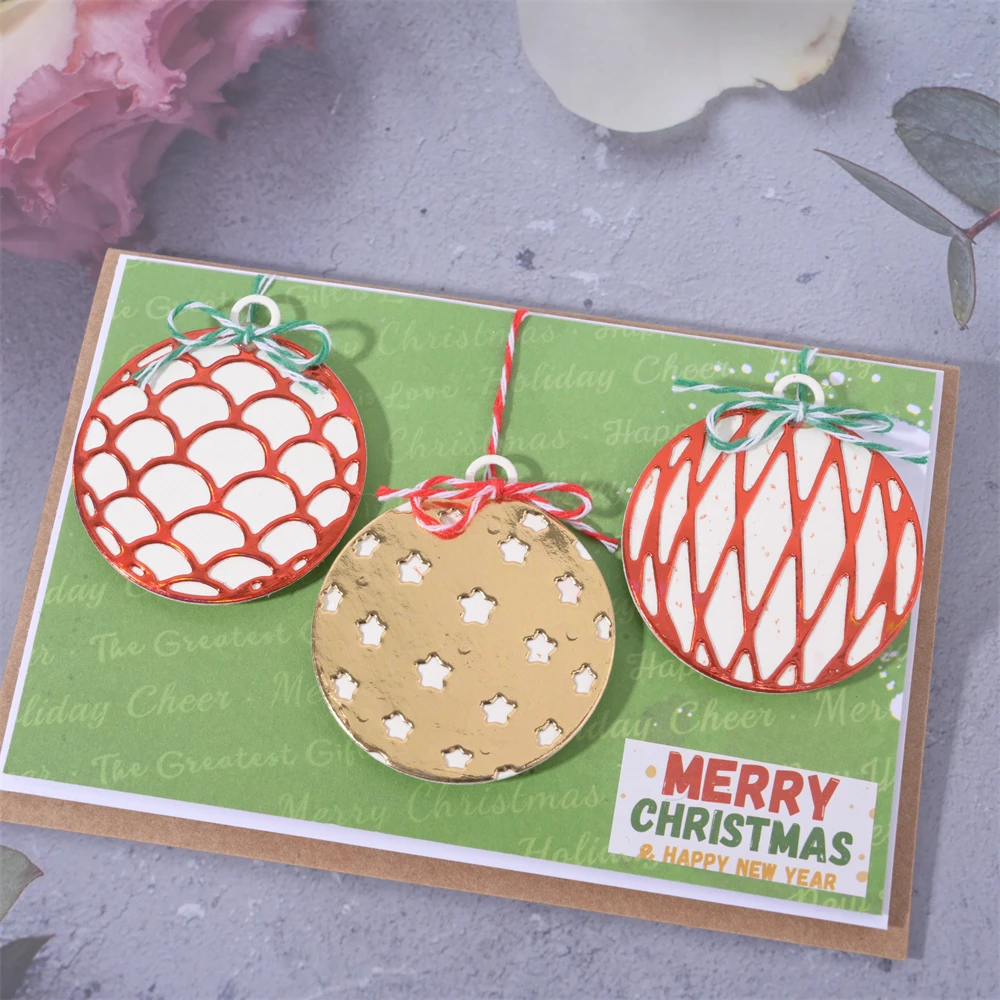 

Kokorosa 6pcs Christmas Bell Ball Pendant Metal Cutting Dies Stencils Die Cut For DIY Scrapbooking Album Paper Card Embossing