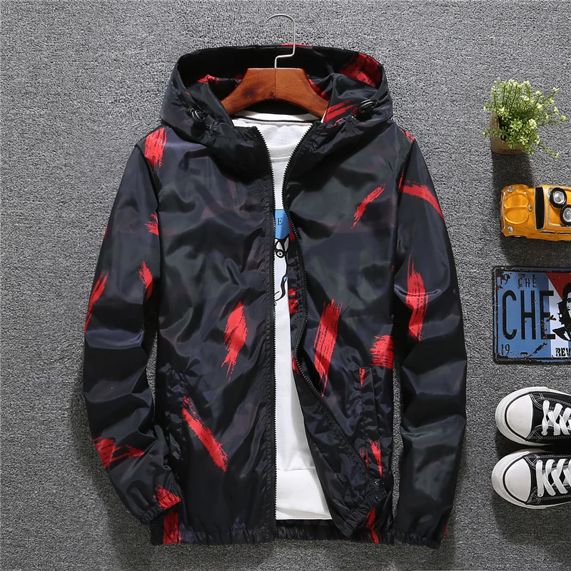 

Windbreaker Jackets Mens Casual Spring Hooded Camouflage Jacket Mens Streetwear Hip hop Sportwear Camo Army Jacket Clothes