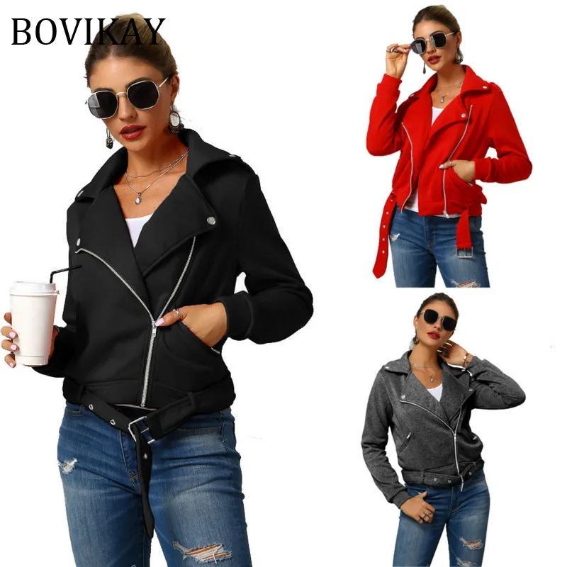 

2021 Women's Autumn Winter Jacket Female Short Lapels 2019 Bomber Jacket Fashion Clothe Harajuku Zipper Ladies Basic Street Coat