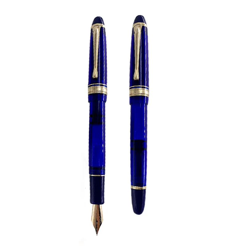 

Wing Sung 699 14k gold Blue Fountain Pen Translucent Brown Vaccum Filling Fountain-Pen Fine Nib Pen Office Stationery Gift BOX