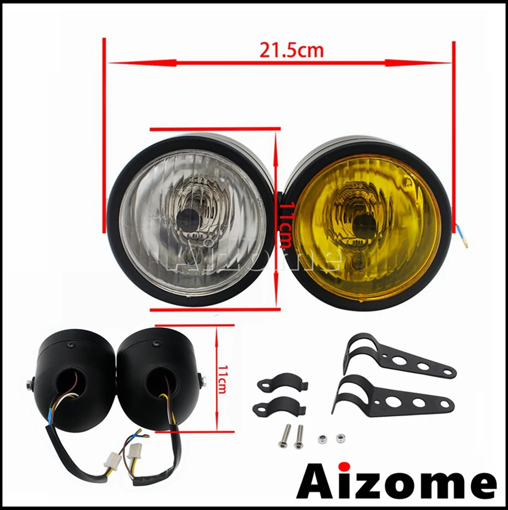 Мотоцикл двойной передний налобный фонарь W/кронштейн фары лампа для Harley Street Cafe