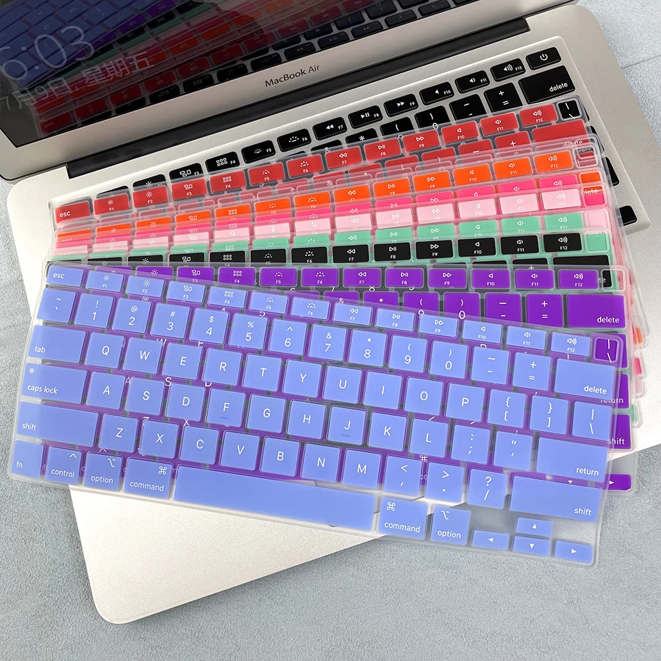 Чехол для клавиатуры ноутбука EU US-Enter Macbook Air 13 A2337 A2179 силиконовая цветная