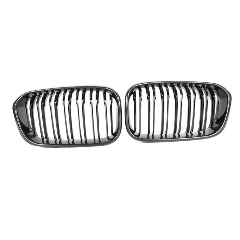 

Perfect Fitment Glossy Black Dual Slat Front Mesh Grille Racing Grill For 2015-2017 BMW F20 1 Series 120i Carbon Fiber Frame