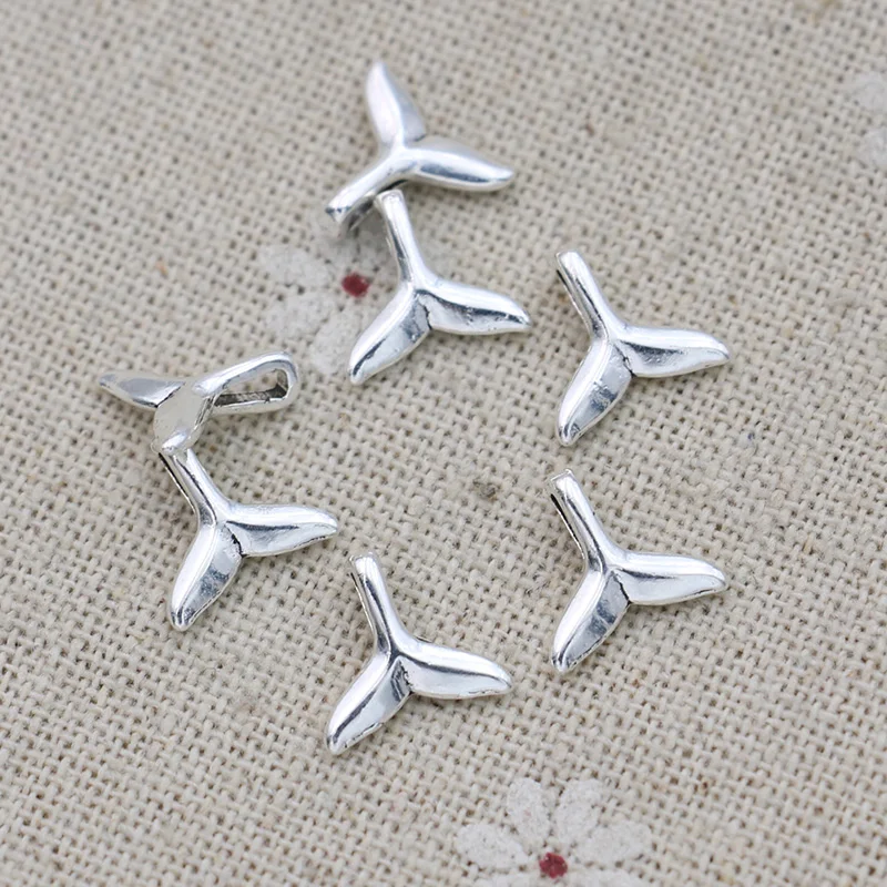 

30pcs Antique Silver Plated Mermaid Tail Charms Pendants for Jewelry Making Necklace DIY Handmade Findings 10mm