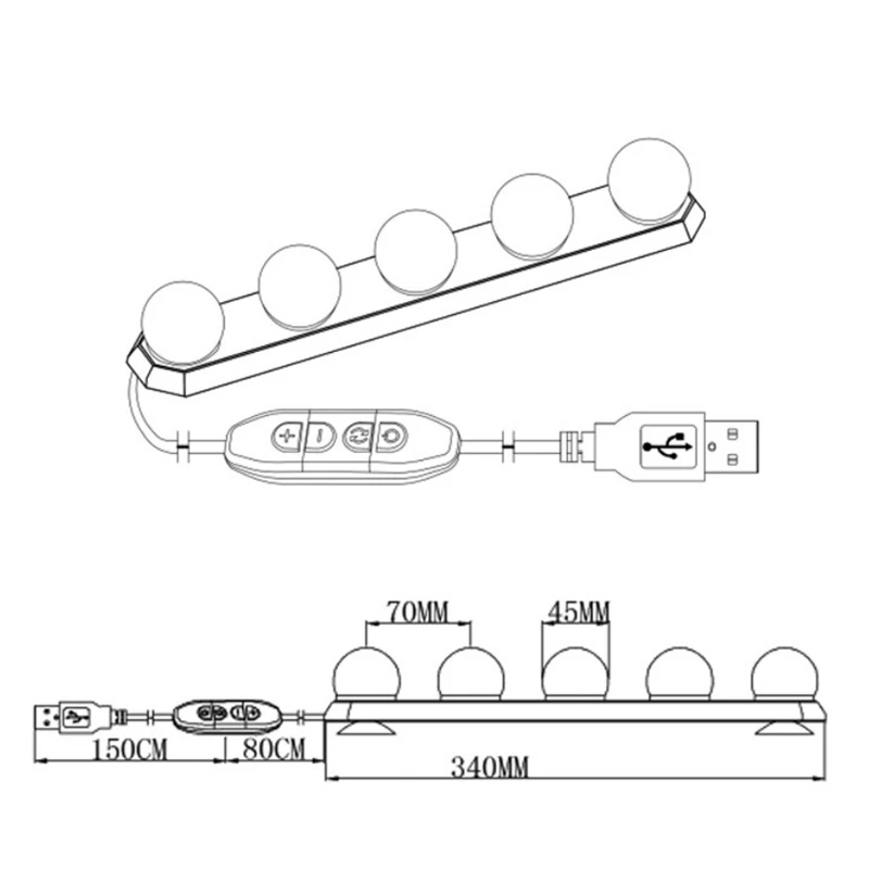 Артис голливудское косметическое зеркало 5 лампочек зеркальный светильник на