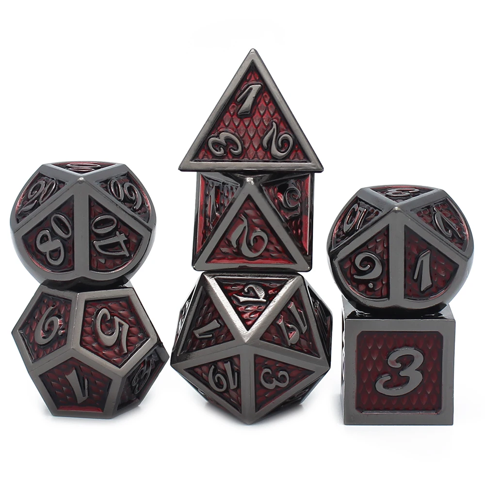 Новый дизайн 2020 года набор металлических игральных костей D & бархатный чехол 7 шт.