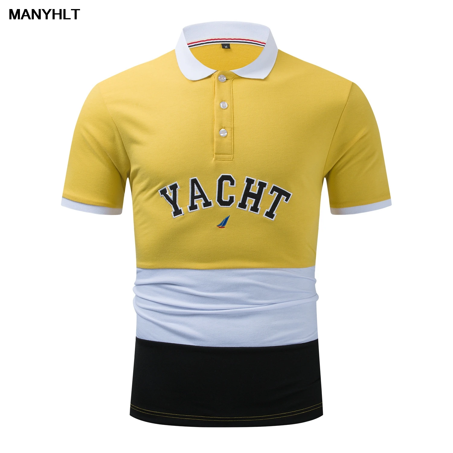 

Summer New Men's Clothing Short-sleeved Tops Round Neck Color Matching Letters Striped Cotton Polo Shirt Casual Loose T-shirt