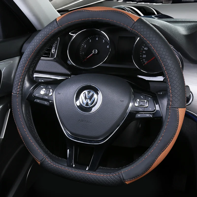Верхний слой кожаный руль чехлы для Volkswagen VW Ameo Arteon CC Beetle Golf GTI Jetta Passat Phideon Polo Vento tiguan