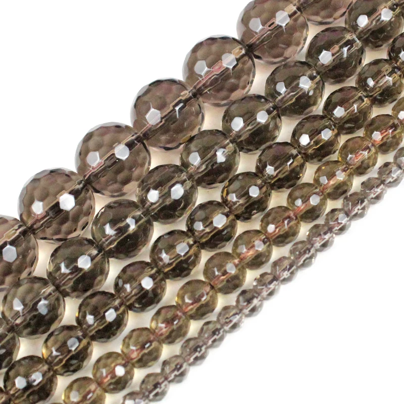 Бусины из дымчатого кварца граненые для изготовления ювелирных изделий 4/6/8/10/12 мм