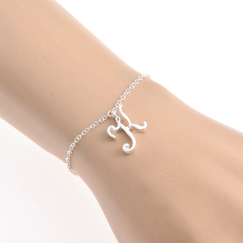 

Monogram Cursive Initial K Name Bracelet Swirl English Alphabet Letter Initials Text Character Chain Bracelets Gift for Friends