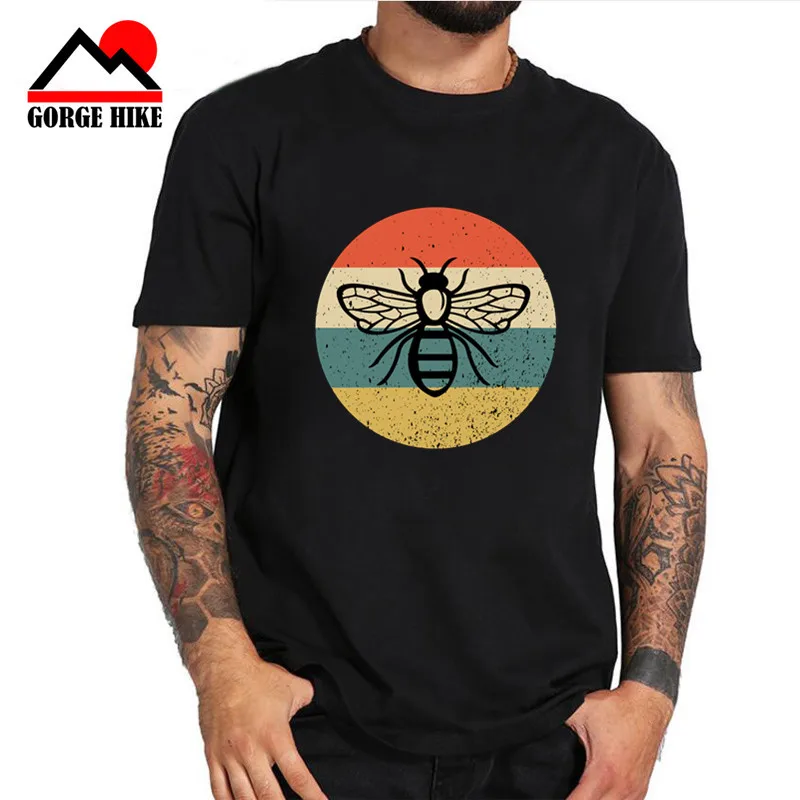 Футболка мужская с 3d надписью Save The Bees тенниска круглым вырезом в виде насекомых
