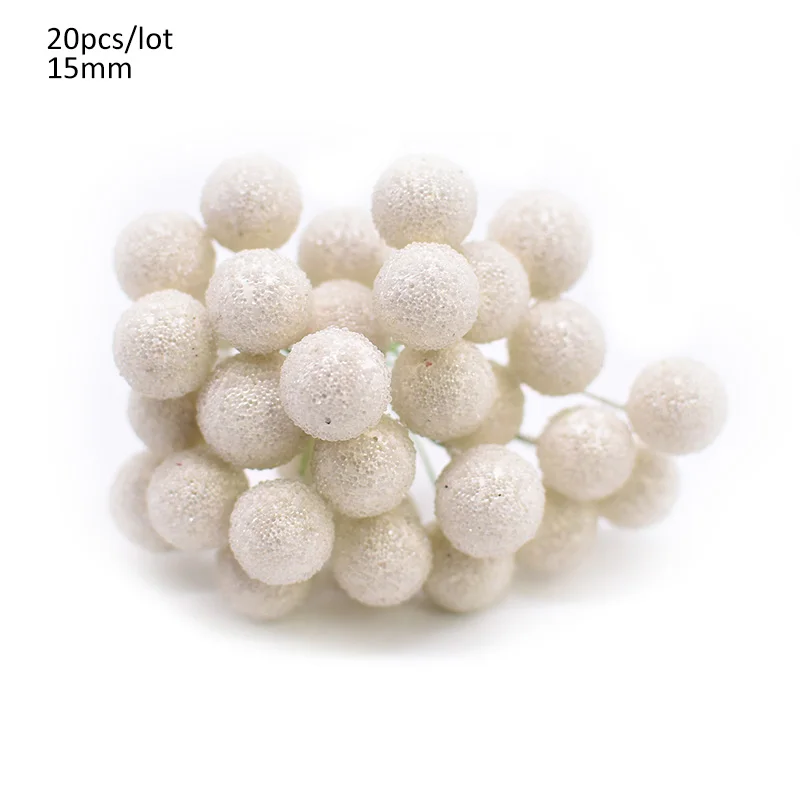 1 Set White Artificial Flower Fruit Stamens Cherry Christmas Plastic Pearl Berries for Birthday DIY Gift Box Decorated Wreaths - Color: A07