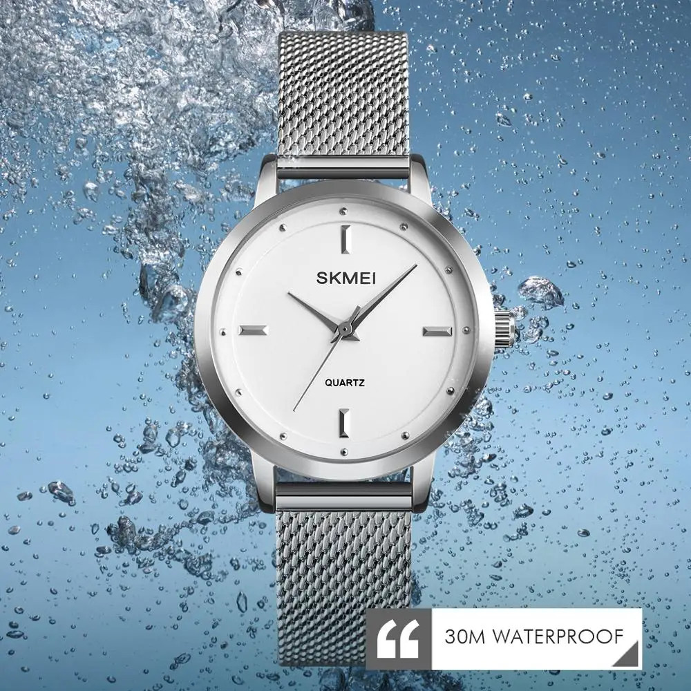 

SKMEI 1528 Elegant Design Women Watches Luxury Steel Mesh Belt Quartz Wristwatches Fashion Rose Gold Ladies Watch