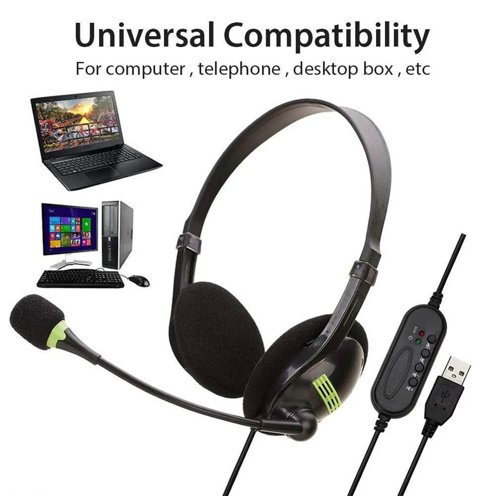 

USB Headset Gaming Headset Laptop PC Earplugs Earphone Noise Cancellation Stereo Wired Headphone With Microphone Mic For Gamer