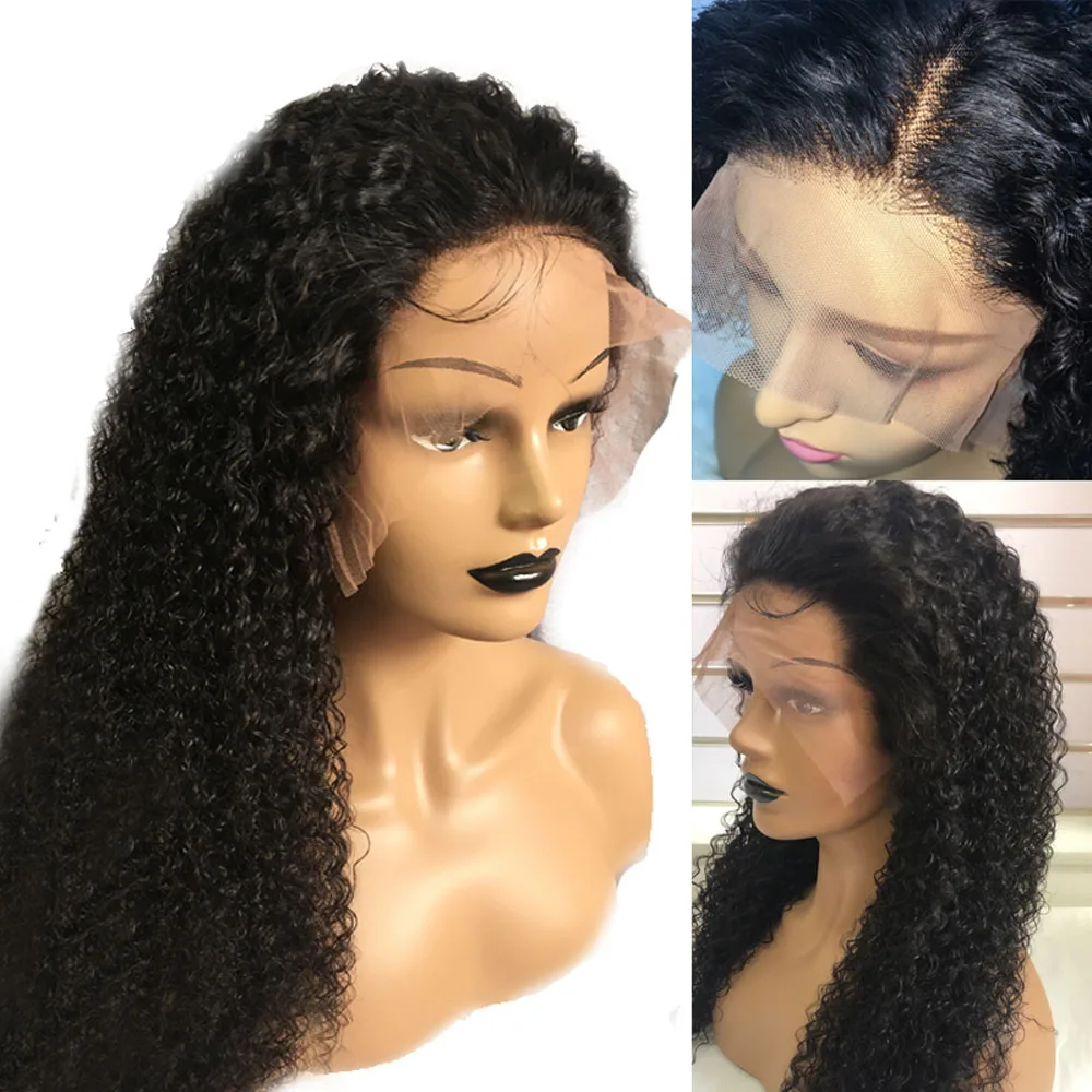 Предварительно выщипанные вьющиеся человеческие волосы парик бразильский Remy 13x6