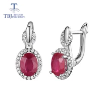 tbjclassic design africa ruby clasp earring natural precious gemstone 925 sterling silver jewelry for women lady nice gift